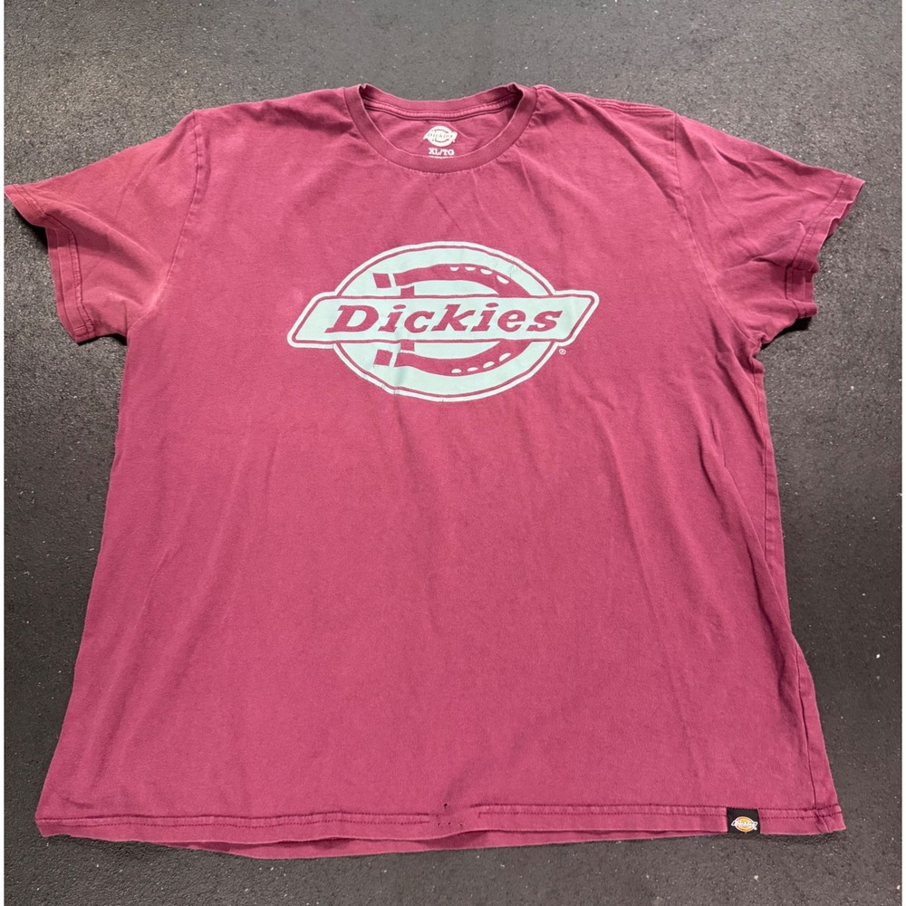 Dickies Mens Graphic Logo T-Shirt XL Burgundy Maroon Short Sleeve Cotton Tee